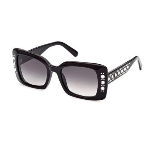 Swarovski SK0370 01B Sunglasses Black Frame Gray Gradient Lenses 52mm