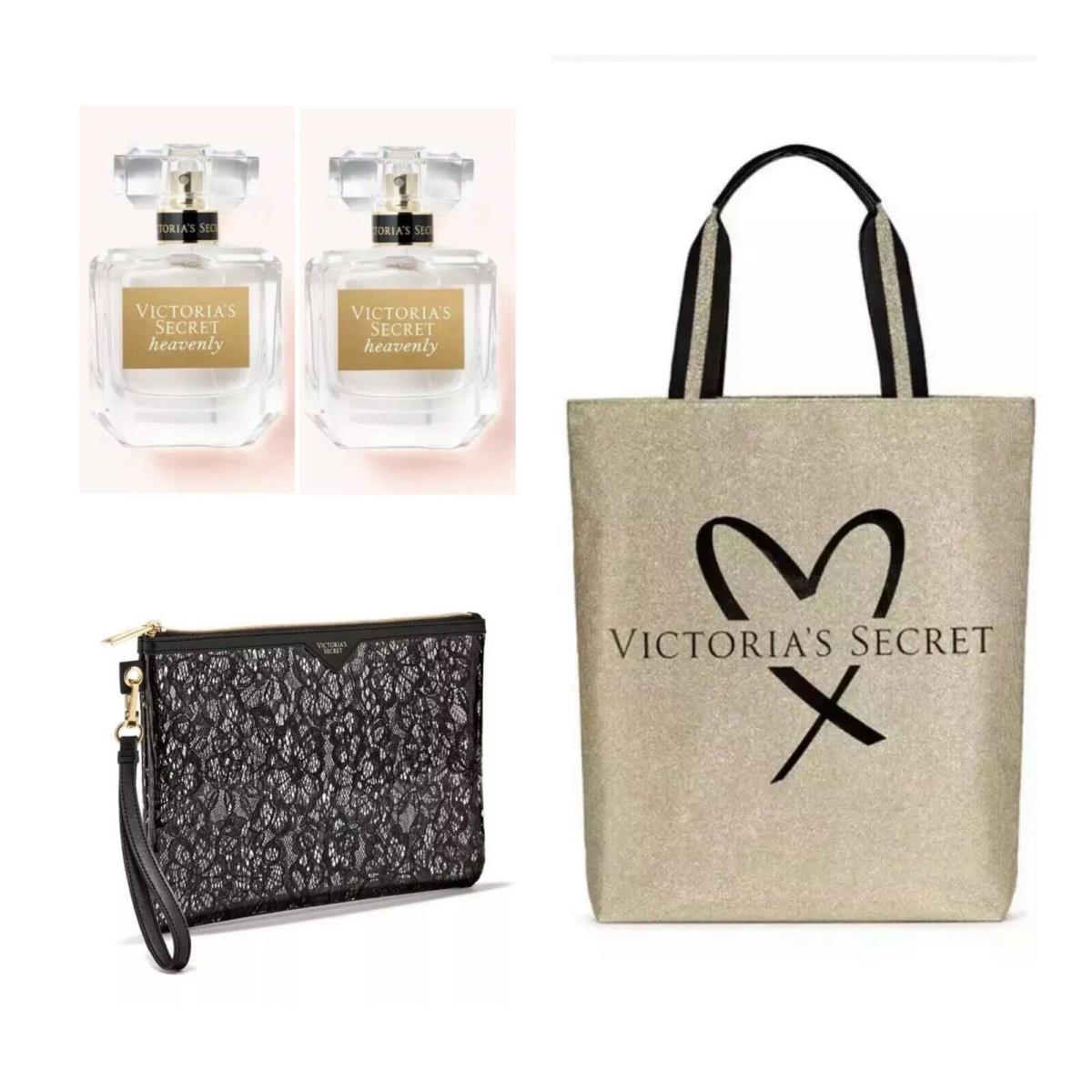 Victoria`s Secret Heavenly Eau de Parfum 1 Fl.oz. 2 /vs Tote Bag /vs Wristlet