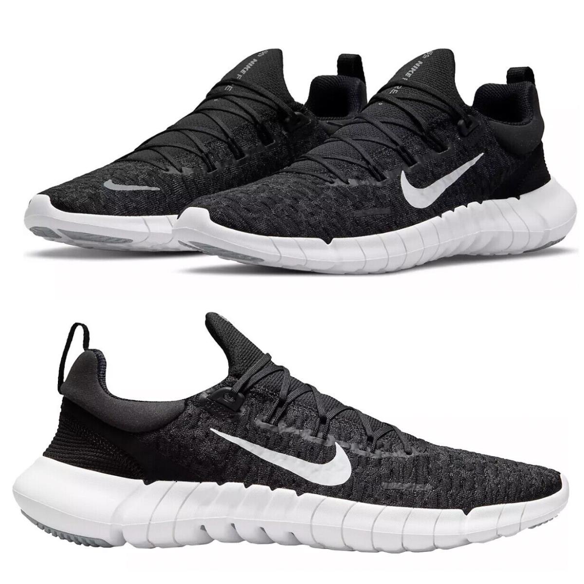 Nike Free Run 5 Running Shoes Athletic Sneakers Mens Black White All Sizes - Black