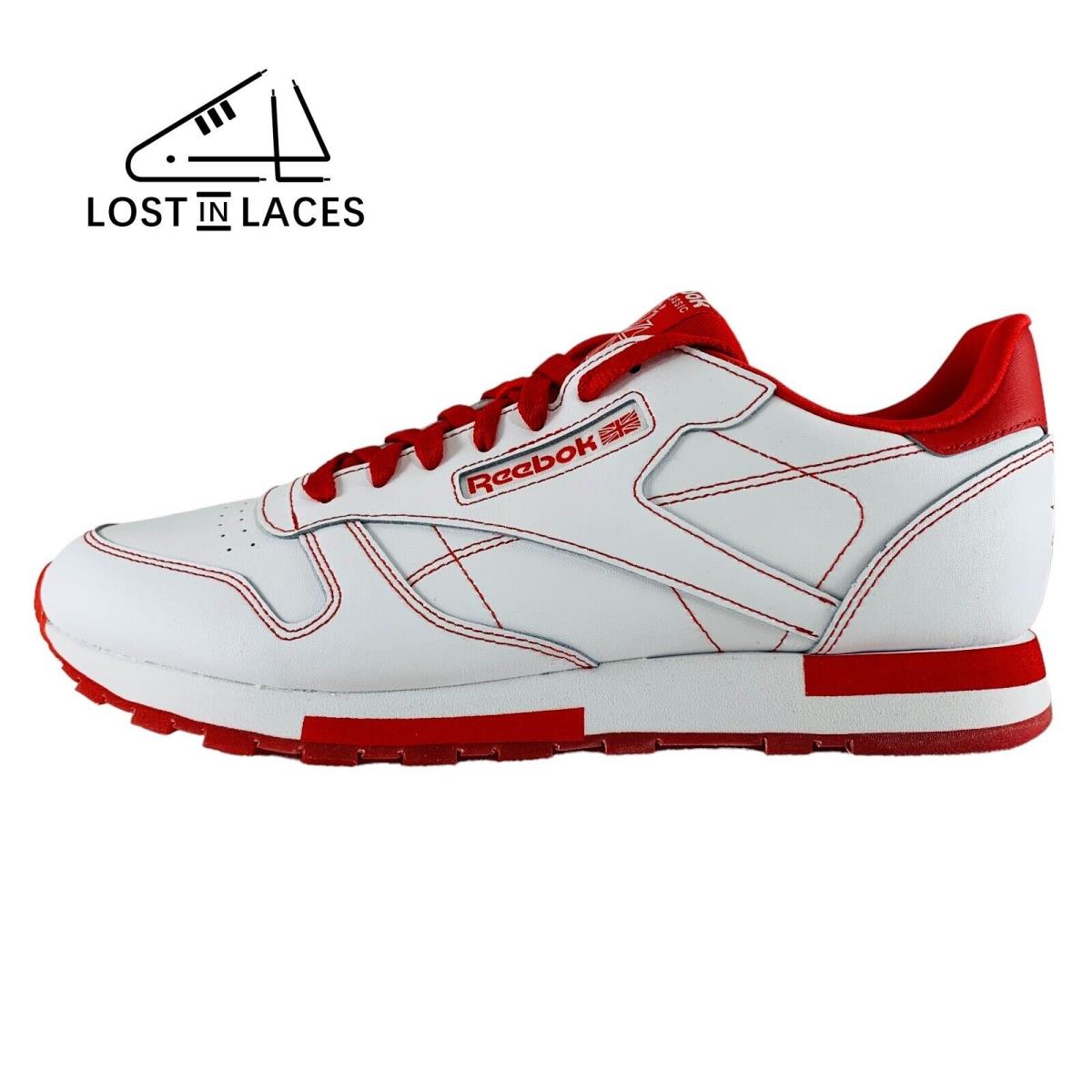 Reebok Classic Leather White Red Sneakers Men`s Shoes GW0150 - White