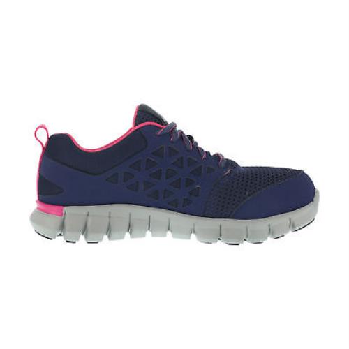 Reebok Womens Navy Pink Mesh Work Shoes Alloy Toe Oxfords - Navy & Pink