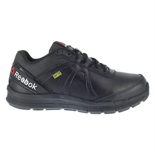 Reebok Mens Black Leather Work Shoes Metguard ST SR Oxford - Black