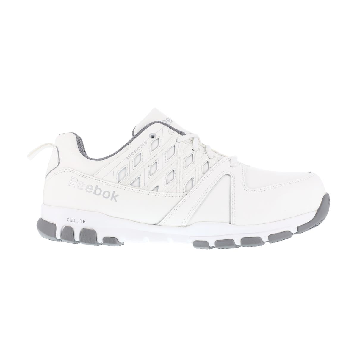 Reebok Mens White Leather Work Shoes ST Sublite Athletic M