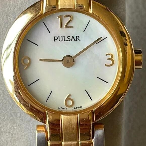 Pulsar PEG508 Women`s Mop Dial Gold Tone Stainless Steel Dress Watch