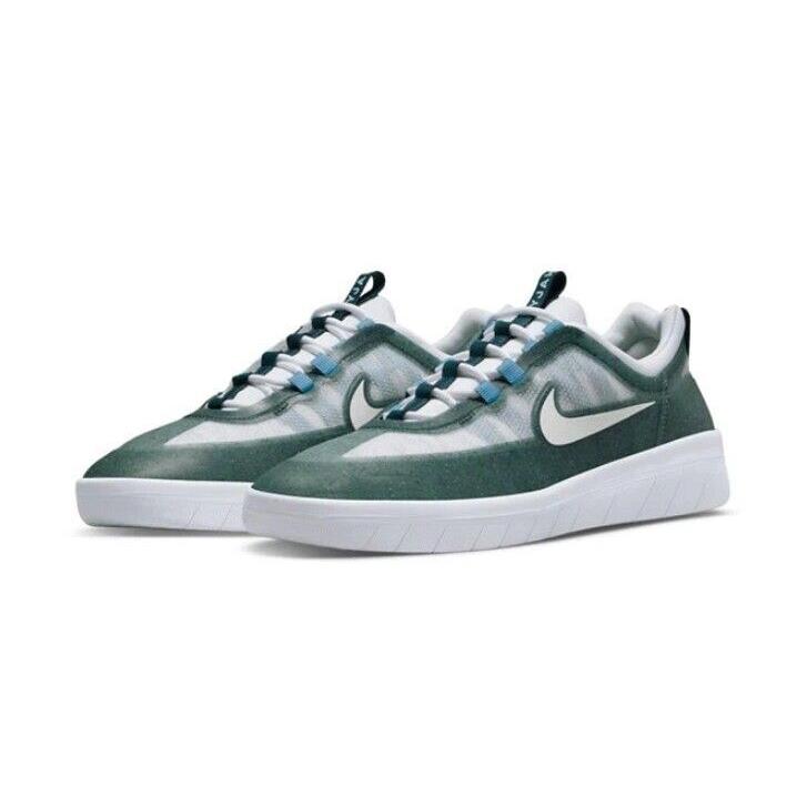 Nike SB Nyjah Free 2 Prm Shoes - Ashgrn/wht/brdrblu - Men 12 / Women 13.5 - Ash Green/White/Boarder Blue