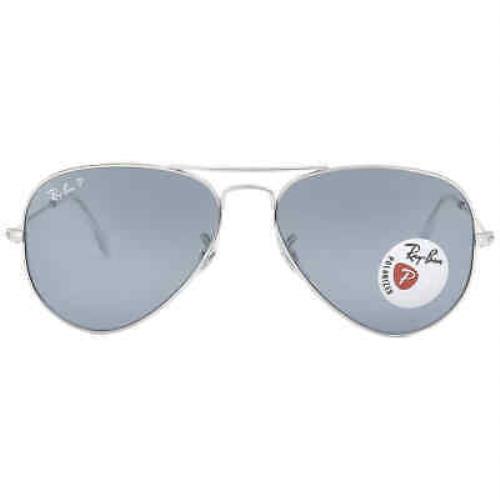 Ray Ban Aviator Classic Polarized Blue Unisex Sunglasses RB3025 003/02 55 - Frame: Silver, Lens: Blue
