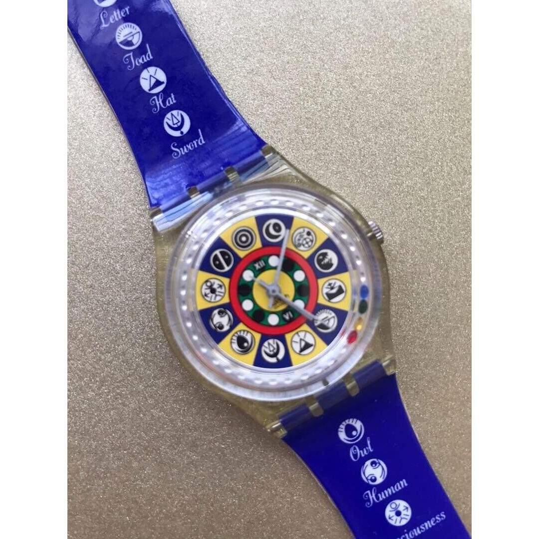 Vintage Swiss Swatch - Blue Symbols Design - Rare Collectible