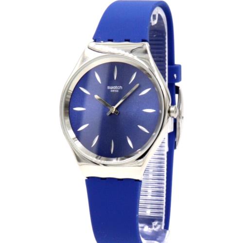 Swiss Swatch Skindeepblink Silicone Blue Watch 37mm SYXS132
