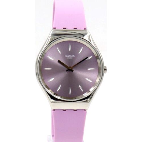 Swiss Swatch Skinsoftblink Silicone Pink Watch 37mm SYXS131