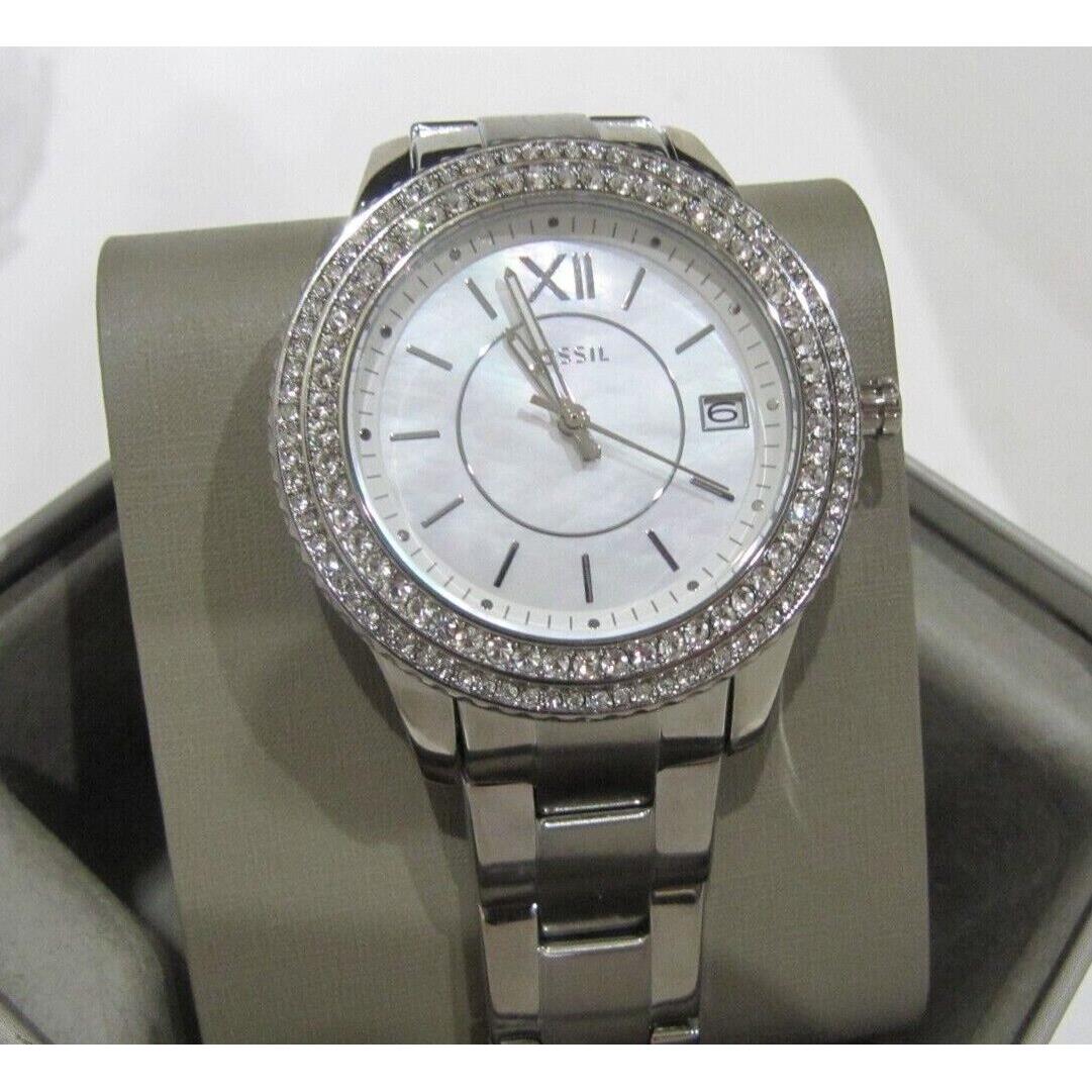 Fossil Women`s ES5130 Stella Three Hand Watch Crystals Mother of Pearl