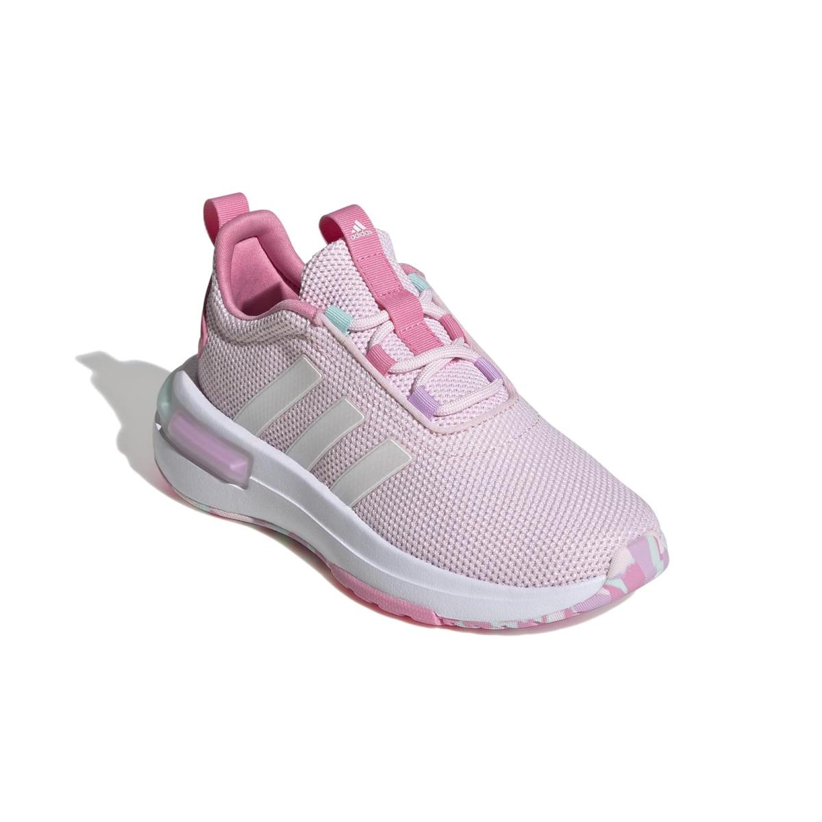 Girl`s Sneakers Athletic Shoes Adidas Kids Racer TR23 Little Kid/big Kid Clear Pink/Zero Metallic/Bliss Pink