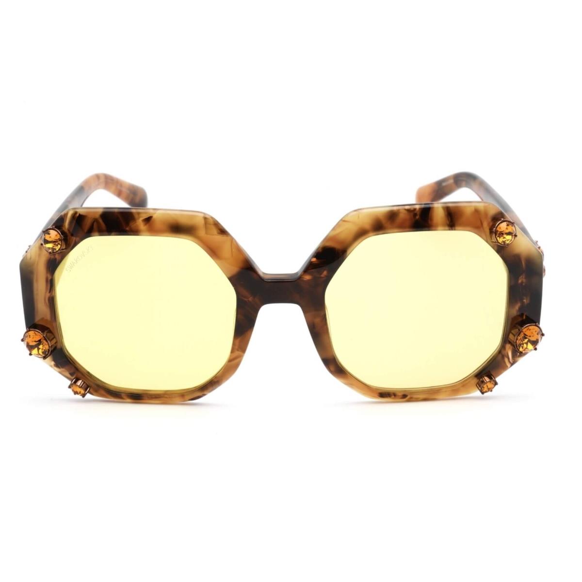 Swarovski Women`s Sunglasses Brown Mirror Lens Geometric Shape Frame SK0375 52G