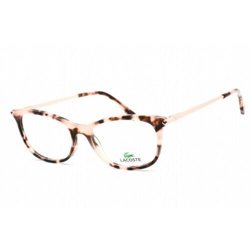 Lacoste Women`s Eyeglasses Clear Lens Rose Havana Plastic Cat Eye L2863 219