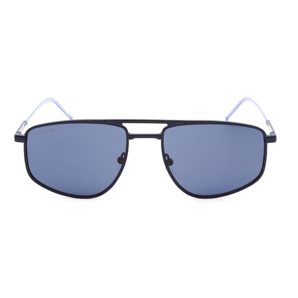 Lacoste Men`s Sunglasses Matte Blue/light Blue Rectangular Metal Frame L254S 401