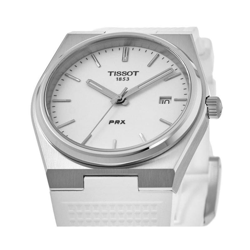 Tissot Prx Quartz White Dial Rubber Strap Men`s Watch T137.410.17.011.00