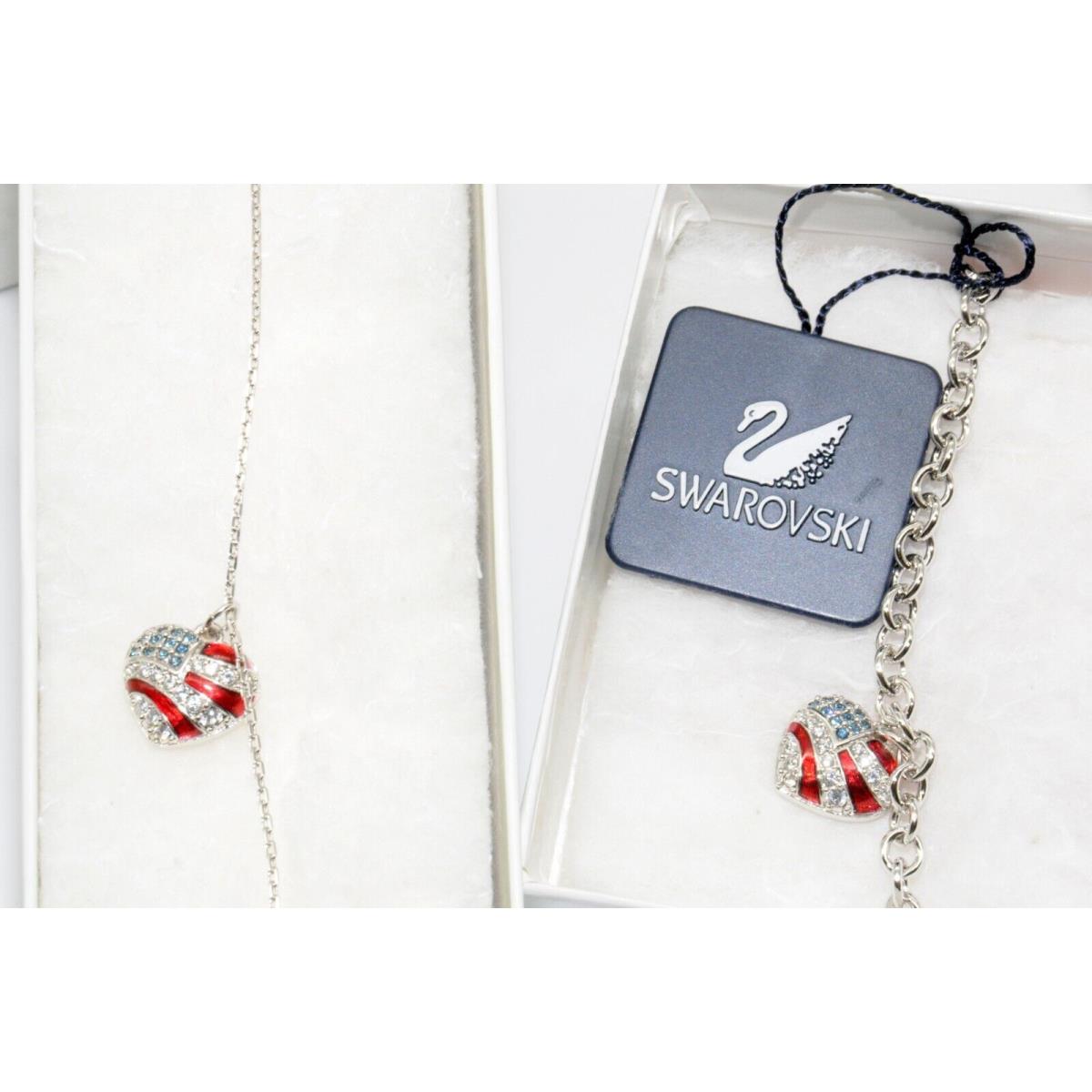 Swarovski Jewelry Crystal Set American Heart Necklace Bracelet