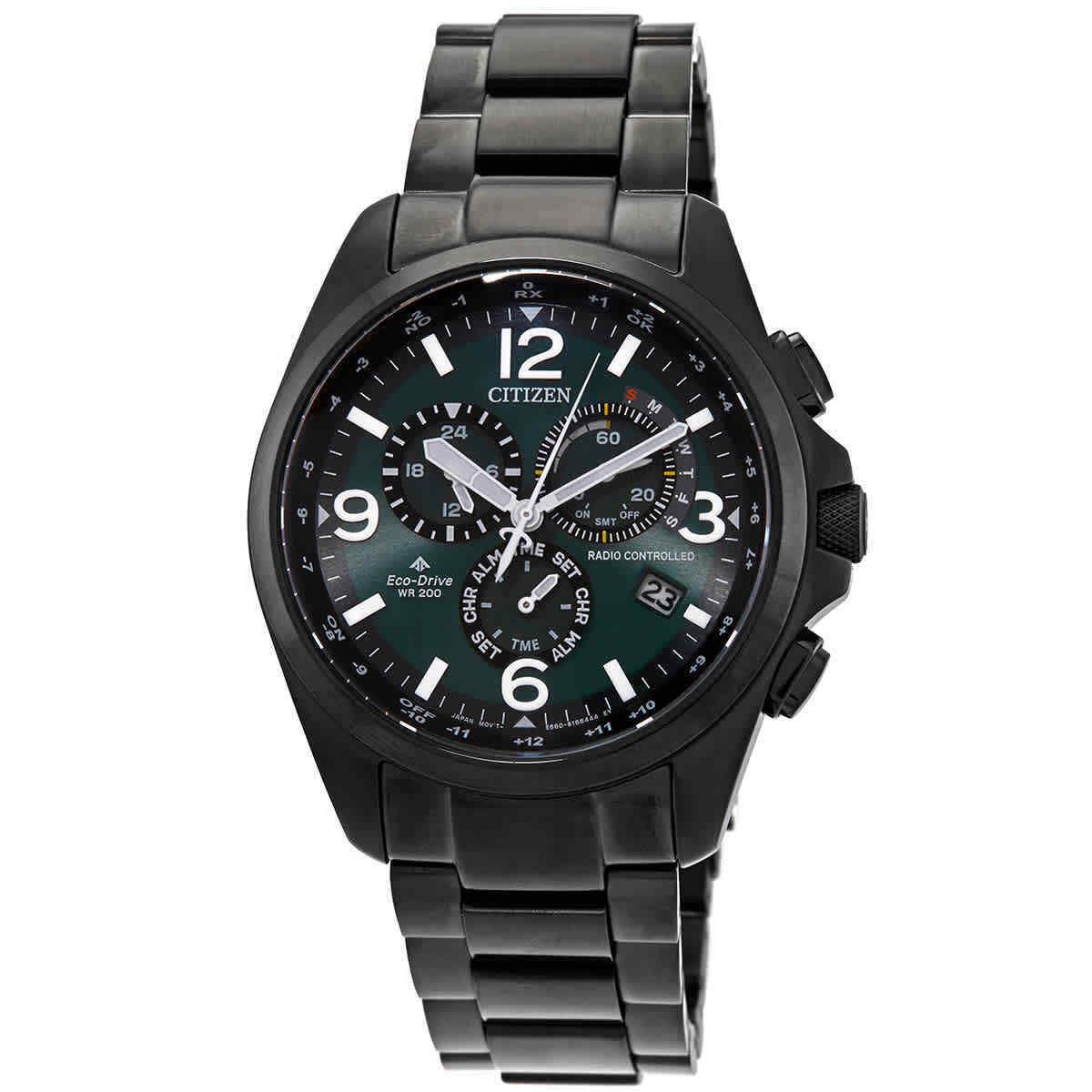 Citizen Chronograph Quartz Green Dial Men`s Watch CB5925-82X