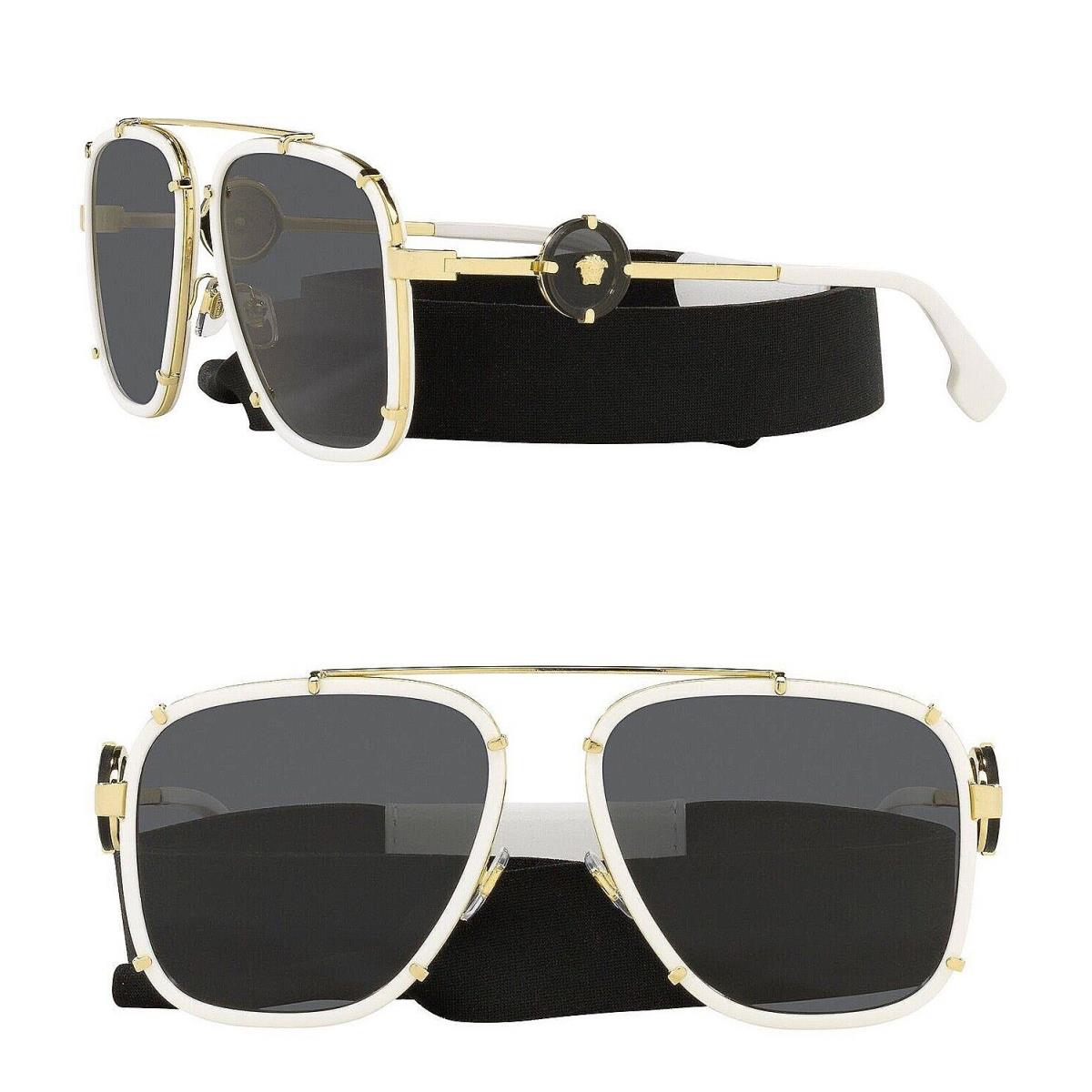 Versace Icon Medusa White Gold Sport Neoprene String Sunglasses VE2233 2233