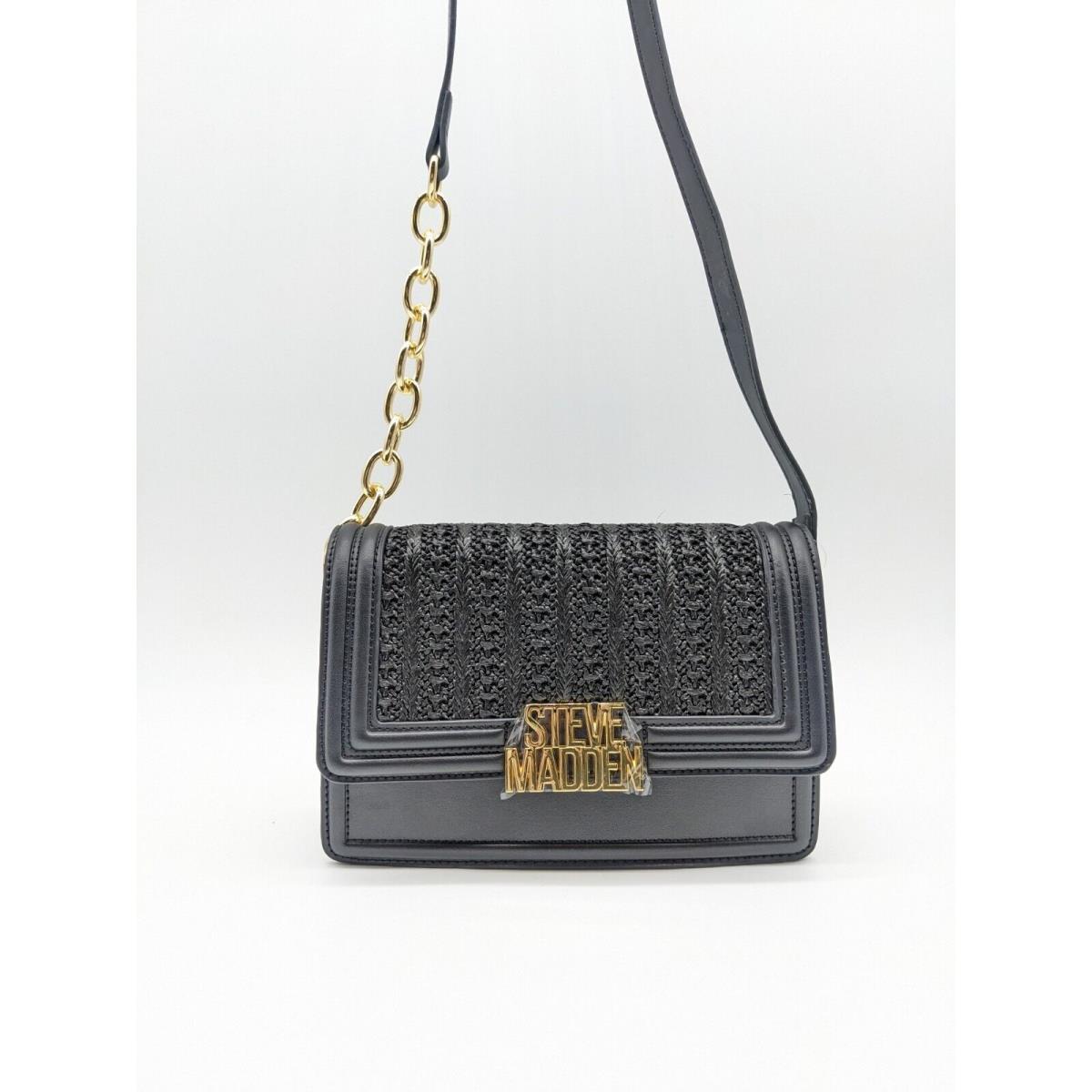 Steve Madden Bsaffron Woven Faux-leather Crossbody Bag -black