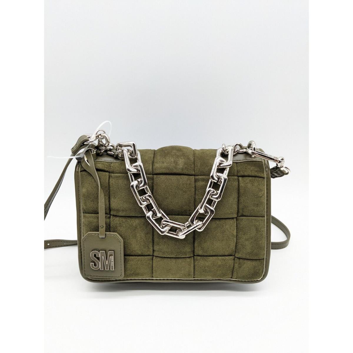 Steve Madden Bmatters Woven Suede Chain Link Satchel Crossbody Bag -olive Green