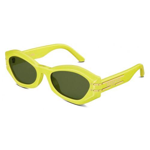 Christian Dior Diorsignature B1U 66C Yellow Gold Green Lens Women Sunglasses - Frame: Yellow, Lens: Green