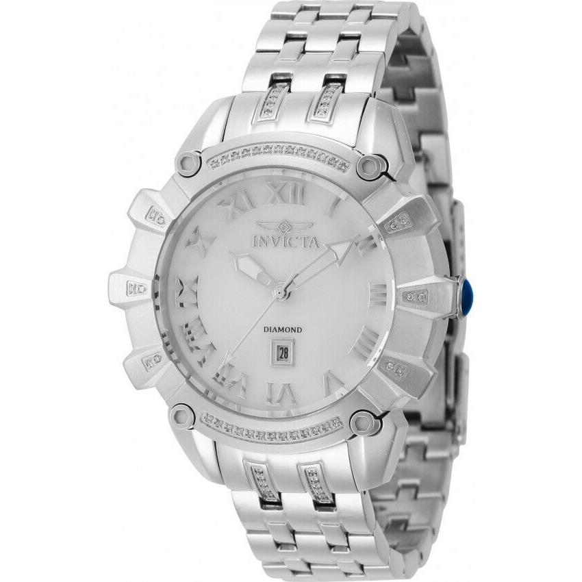 Invicta 38mm Women`s Angel 0.24CTW Diamond Quartz White Mop Dial SS Watch