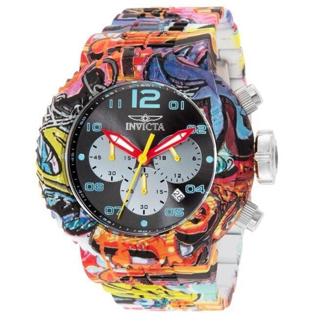 Invicta Men`s 52mm Pro Diver Chronograph Graffiti Aqua-plated Watch Model 36779