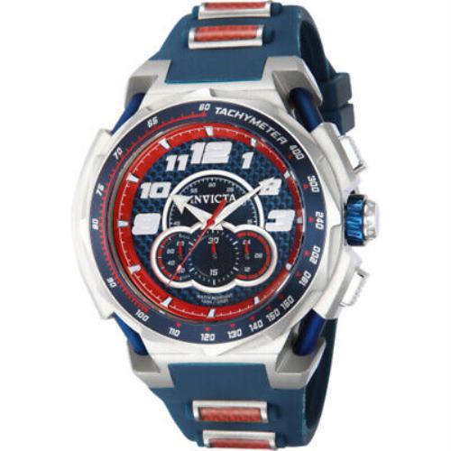 Invicta S1 Rally Chronograph Gmt Quartz Blue Dial Men`s Watch 43796 - Dial: Blue, Band: Blue, Bezel: Silver-tone and Blue