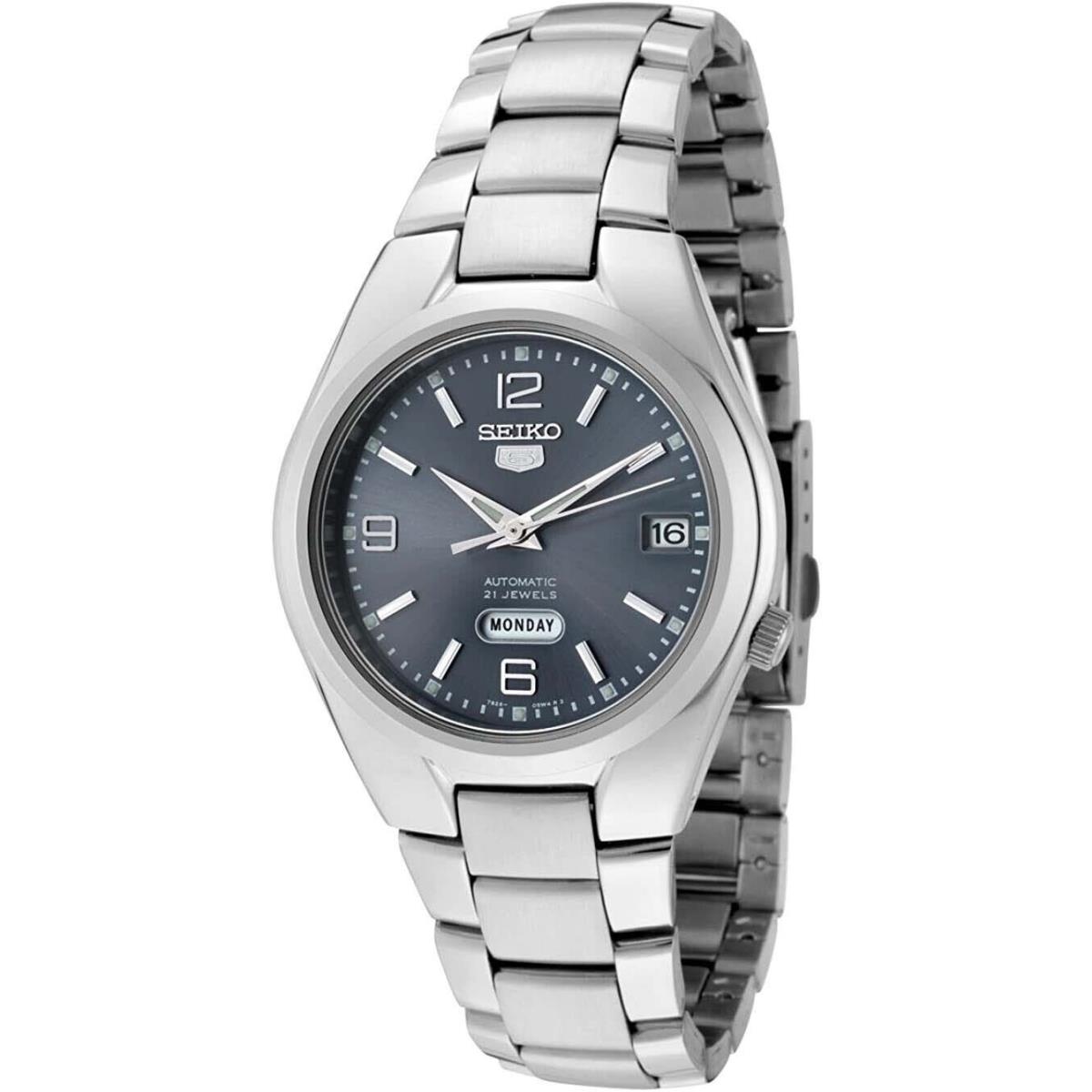 Seiko 5 SNK621 Men`s Stainless Steel Grey Dial Day Date Automatic Watch