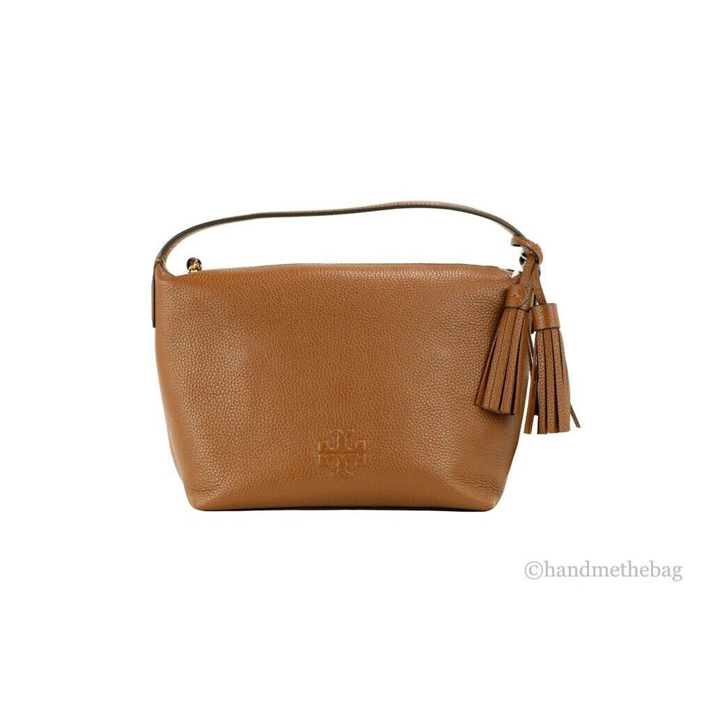 Tory Burch 86884 Thea Small Moose Pebbled Leather Slouchy Shoulder Handbag - Handle/Strap: Brown, Hardware: Gold, Exterior: Brown