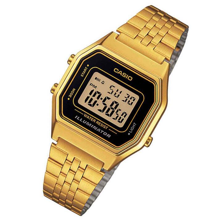 Casio watch Classic - Dial: Black, Band: Gold, Bezel: Gold
