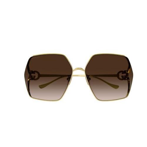 Gucci GG1322SA 002 Gold-ivory/brown Oversized Gradient Square Women`s Sunglasses