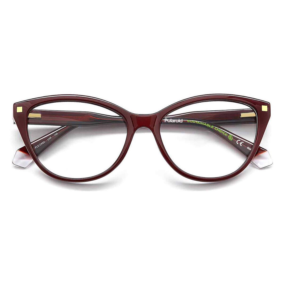 Polaroid Pld D493 Eyeglasses Women Burgundy Cat Eye 55mm - Frame: Burgundy, Lens: Demo