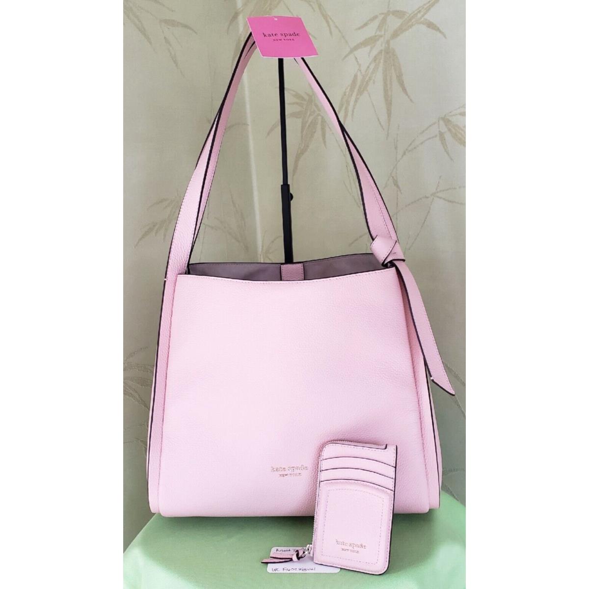 Kate Spade Knott Large Shoulder Bag + Zip Cardholder Set :nwt Mochi Pink