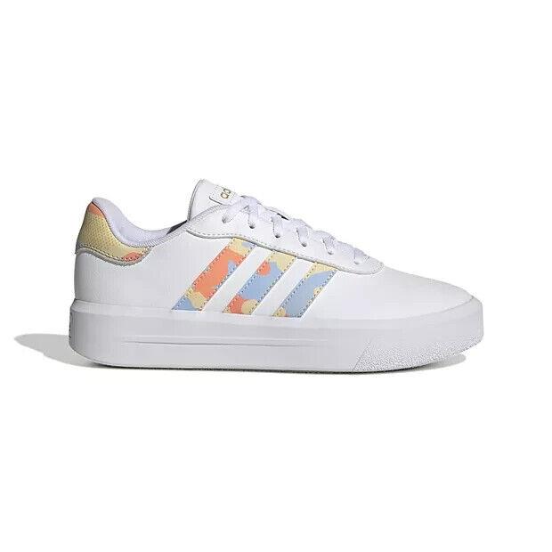 Adidas Court Women`s Platform Shoes Sneakers Skateboarding Casual White 9