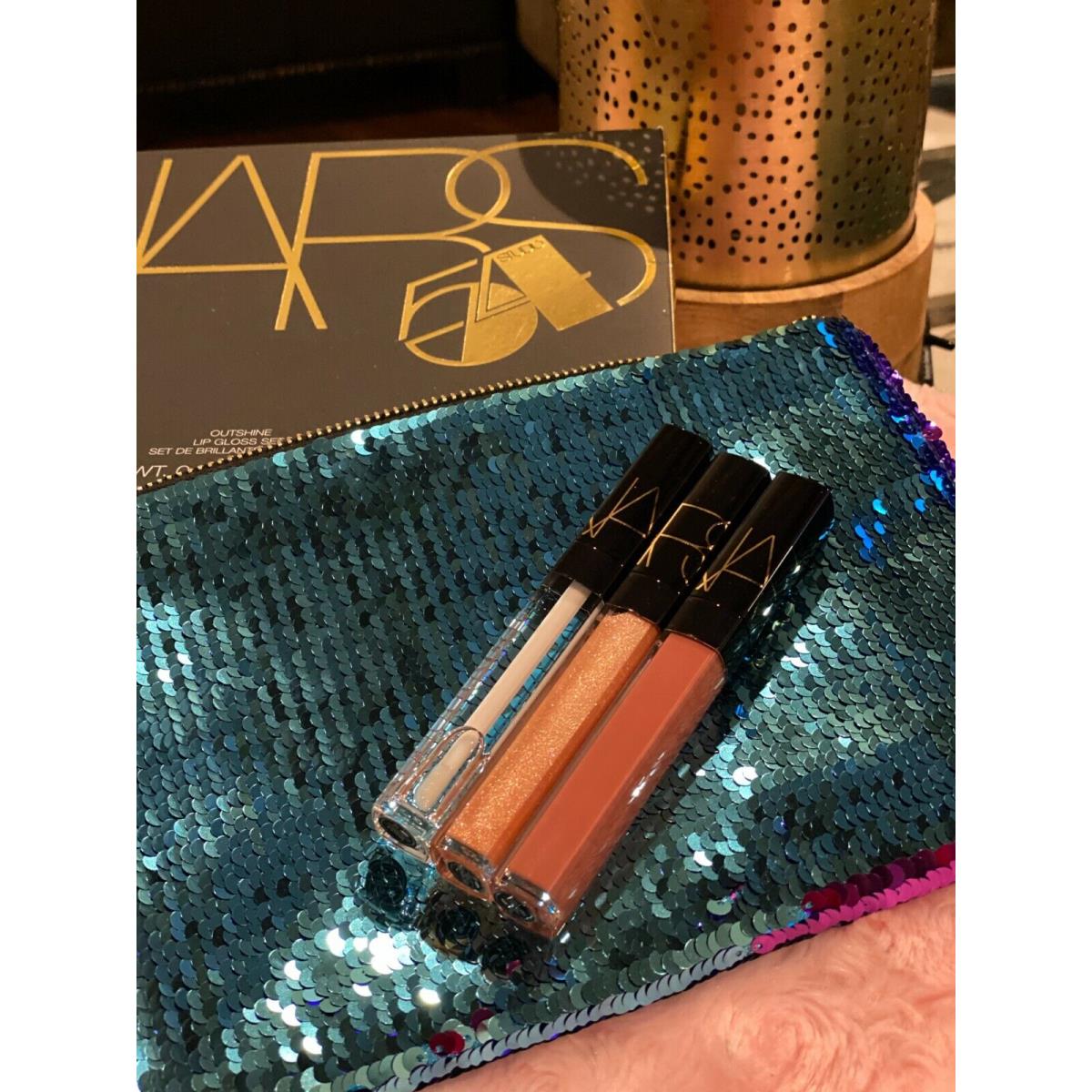 Nars Studio 54 Limited Ed. Outshine Lipgloss Set Sequin Clutch 3 Glosses