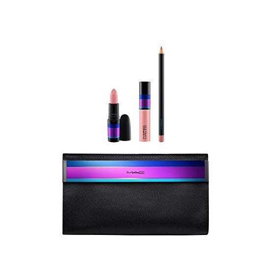 Mac Enchanted Evening Lip Bag 4 Pc Set Lipstick Lipglass Lip Liner Bag