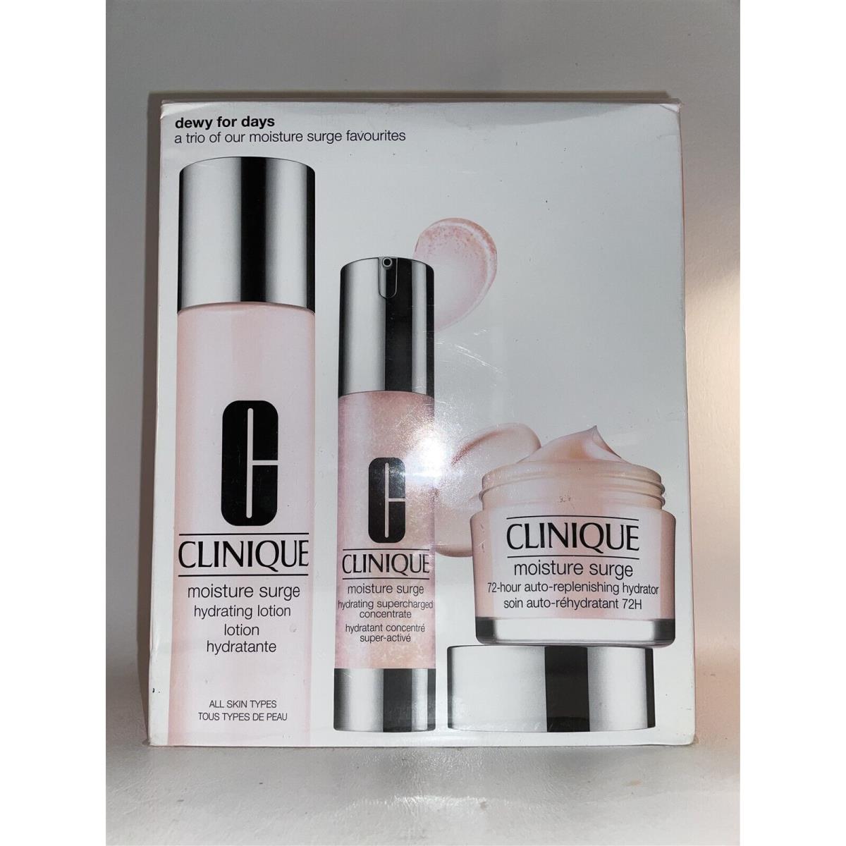 Clinique Moisture Surge 72 Hour 4.2 Oz Hydration Trio Lotion Gel Set of 3