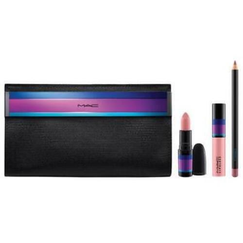 Mac 4pc Set Enchanted Evening Lip Bag - Lipstick Lipglass Lip Liner Bag