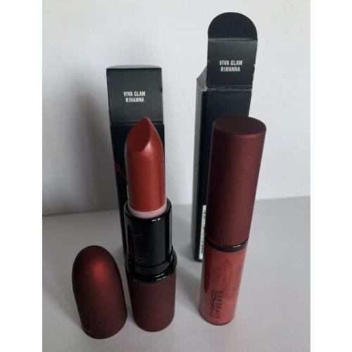 Mac Cosmetics Viva Glam Rihanna Lipstick and Lipglass Gloss 2pc Set