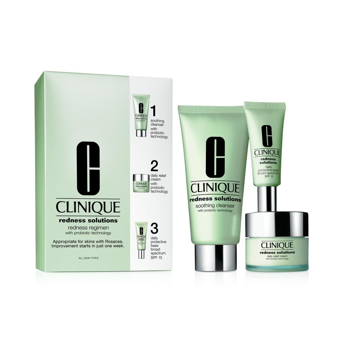 Clinique Redness Solutions Daily Relief Cream/cleanser/base Spf 15 Regimen Set 1 - Red