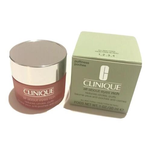 Clinique All About Eyes Rich Reduces Circles Puffs 1oz 30ml All Skin Types