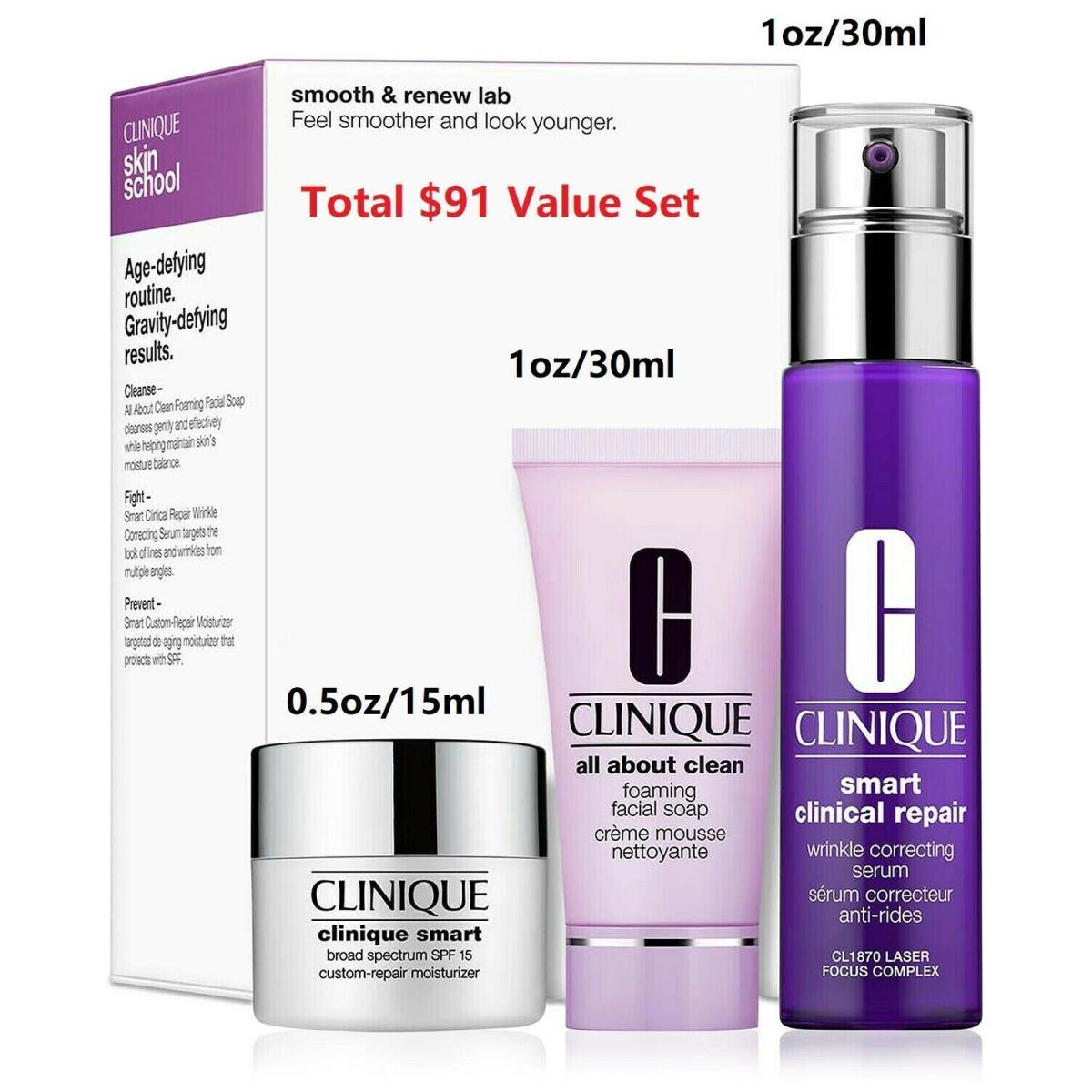 Clinique Smart Clinical Repair Wrinkle Correcting Serum 1oz Set Smooth Renew
