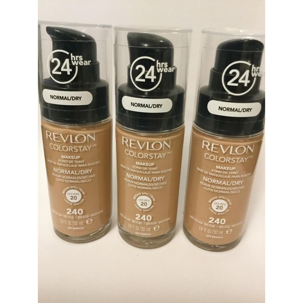 3 X Revlon Colorstay Makeup Foundation Normal To Dry Skin - 240 Medium Beige