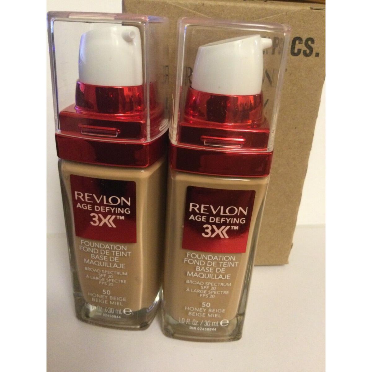 2 X Revlon Age Defying 3X Liquid Foundation Makeup Spf 20 50 Honey Beige New/