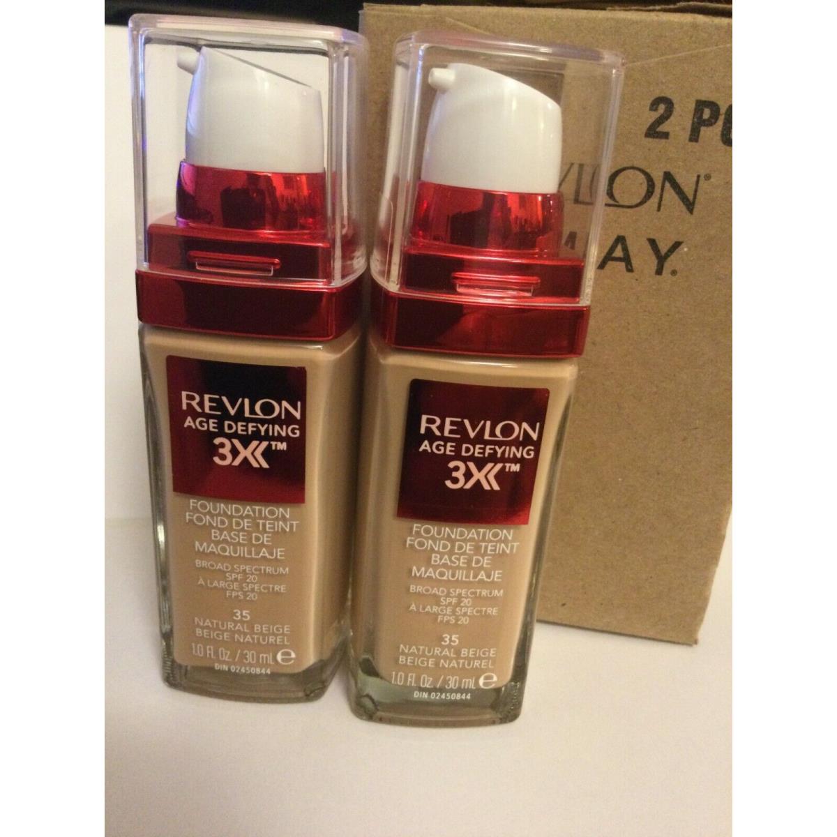 2 X Revlon Age Defying 3X Liquid Foundation Makeup Spf 20 35 Natural Beige