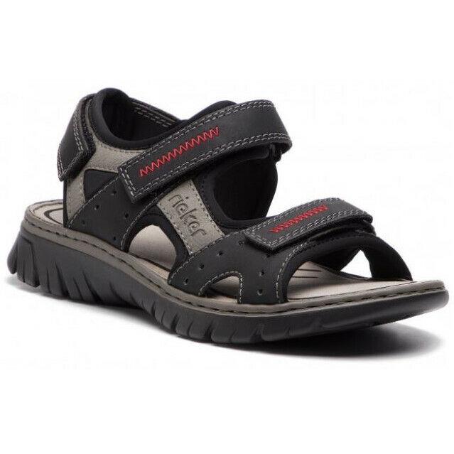 Rieker 26757-00 Mens Black Schwarz Combination Adjustable Strap Sandal Shoes