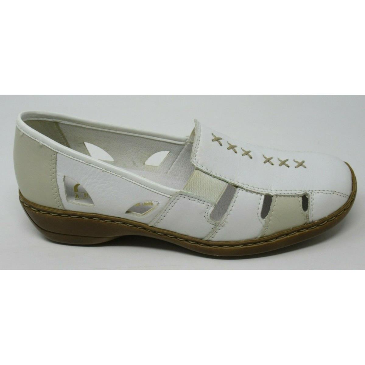 Rieker Women`s 41385 White Lea. Slip-on Spring/summer Loafers Shoes SZ 36 US 5.5