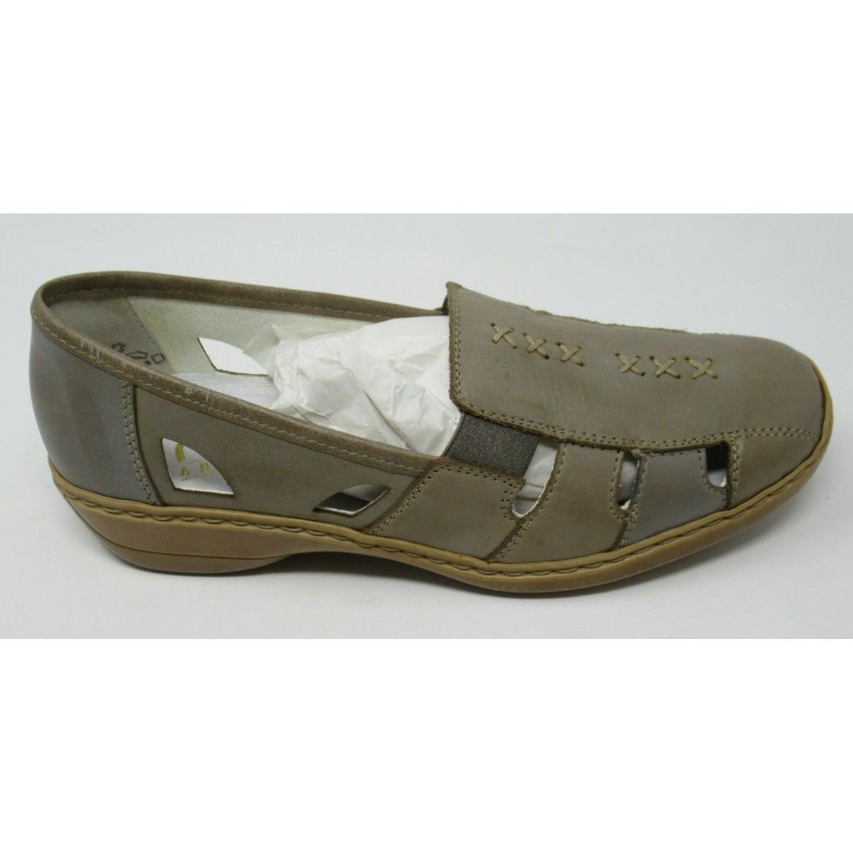 Rieker Women`s 41385 Beige Lea. Slip-on Spring/summer Loafers Shoes SZ 38 US 7