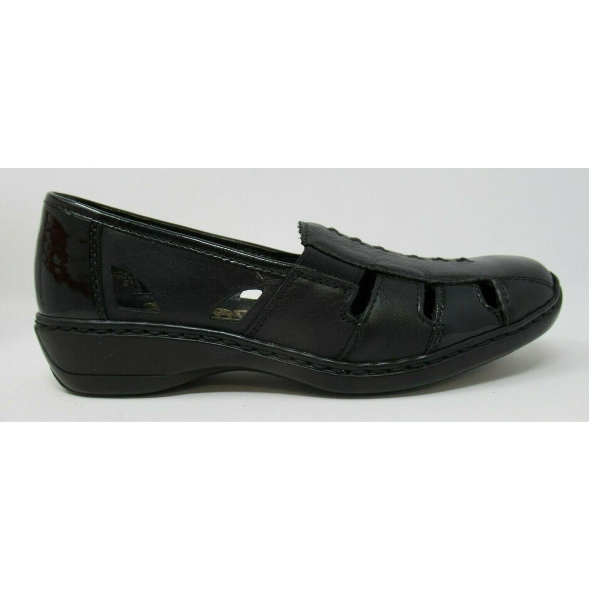 Rieker Women`s 41385 Black Lea. Slip-on Spring/summer Loafers Shoes Sz: 37 US 6